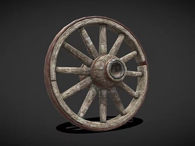 Antique Wooden Wheel With Traditional Spokes And Solid Central Hub Design Structure 3d model