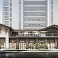 Modern Commercial Street With ZARA Store Architectural Design Pedestrians Outdoor Seating And Greenery