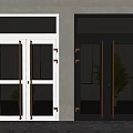 Glass Doors With White And Dark Frames Metal Handles And Marble Floor