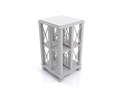 White Open Shelving Unit With Multi Tier Design And Cross Support For Home Storage 3d model