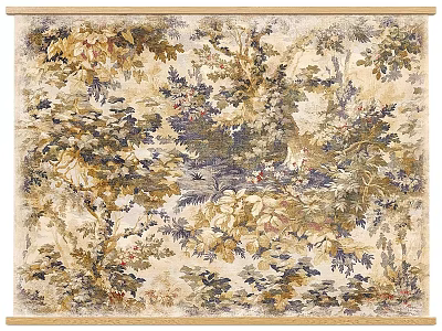 Framed Vintage Wall Decor with Natural Tree Leaf Patterns in Beige Blue Brown Tones 3d model