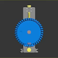 Mechanical Gear Adjustment Hardware Tools With Blue Gear Yellow Knobs And Gray Base