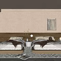 Hotel Guest Room With Twin Beds Decorative Walls Bedside Painting Table Lamps And Area Rug