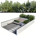 Garden Feature with Wooden Deck Gravel Pathway Stone Steps and Lush Green Plants