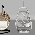 Modern Hanging Chair Collection Featuring Woven Patterns Soft Cushions And Metal Frames 3d model