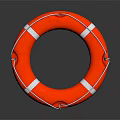 High Visibility Red Lifebuoy With White Stripes And Secure Rope For Marine Safety Equipment