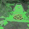Rocky Cave Entrance With Circular Geometric Floor Pattern And Lighted Passageway