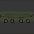 Heavy Duty Green Utility Vehicle With Multiple Wheels And Long Body Structure