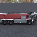 Red Fire Truck With Emergency Ladder And Firefighting Equipment For Rescue