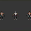 Three Colorful Characters Including Silver Armored Central Figure Orange Hair Green Pants On Reflective Surface