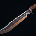 Two Black Blade Knives With Red Handles And Serrated Edges On Dark Reflective Surface