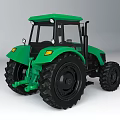 Green Agricultural Tractor Functional Vehicle With Cab And Large Wheels