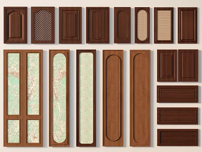 Various Wooden Cabinet Door Panel Designs With Different Textures And Patterns 3d model