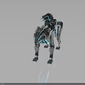 Futuristic Mechanical Dog Creature With Blue Accents And Back Mounted Device
