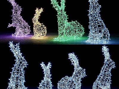 Wireframe Animal Shaped LED Decorative Lights In Various Colors For Outdoor Festive Decor 3d model