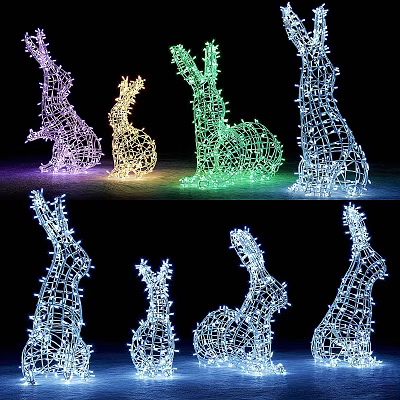 Wireframe Animal Shaped LED Decorative Lights In Various Colors For Outdoor Festive Decor 3d model