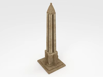 3D Model of Brown Tower with Pointed Top Square Base and Textured Surface 3d model