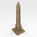3D Model of Brown Tower with Pointed Top Square Base and Textured Surface 3d model