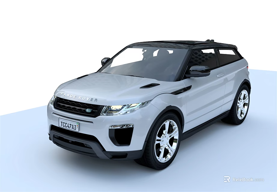 Silver Range Rover Evoque SUV With Modern Design Black Roof And Alloy Wheels 3d model 