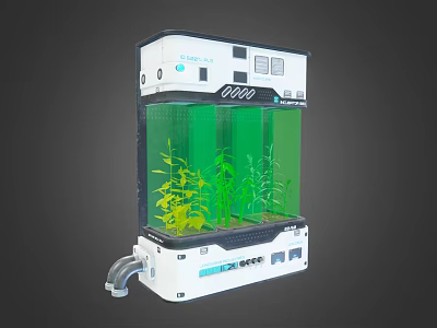 Advanced Agricultural Indoor Growing System With Green Plants White Design And Control Panel 3d model