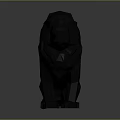 Black Low Poly Dog Sculpture With Geometric Design And Sitting Pose