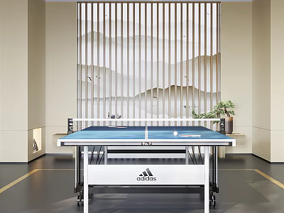 Adidas Ping Pong Table in Modern Indoor Sports Fitness Space with Vertical Screen Design 3d model