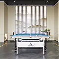Adidas Ping Pong Table in Modern Indoor Sports Fitness Space with Vertical Screen Design