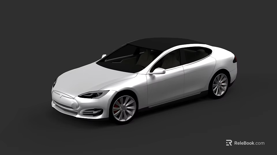 White Luxury Electric Sedan With Streamlined Exterior Black Roof And Modern Design 3d model 
