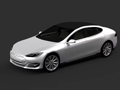 White Luxury Electric Sedan With Streamlined Exterior Black Roof And Modern Design 3d model