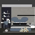 Cozy Kids Room Interior With Blue Mickey Mouse Ears Headboard And Stuffed Teddy Bears