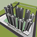 Contemporary High Rise Residential Complex Design with Green Spaces and Surrounding Roads