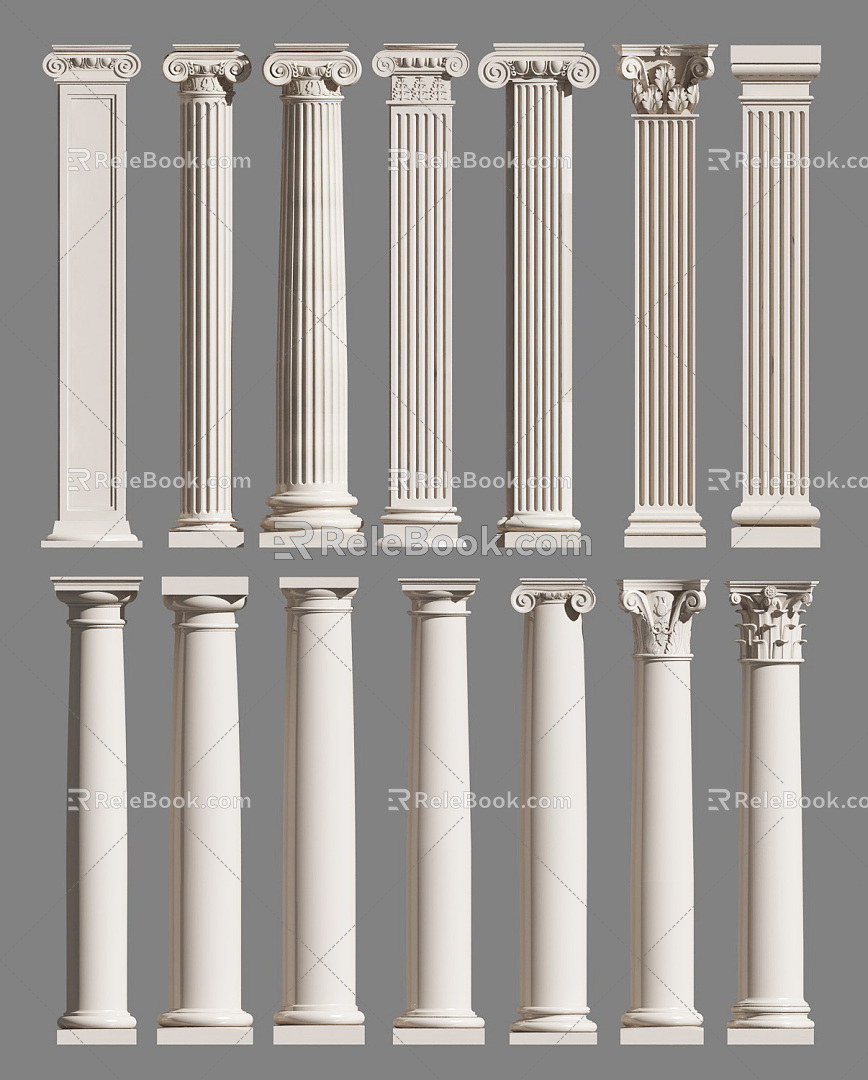 European Roman Column Roman Column Combination 3d model