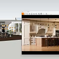 Open Kitchen Interior With Island Counter Bar Stools Wooden Cabinets Pendant Lights And Natural Light