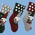 Green Red Silver Christmas Stockings With White Polka Dots Gnome Stars Snowflakes