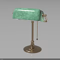 Furniture Table Lamp with Light Green Lampshade Brass Stand Circular Base and Chain Detail