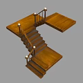 Elegant Wooden Staircase With Landing Platform And Ball Finial Railings Design Structure