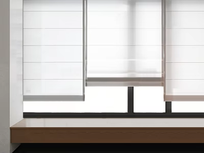 White Roller Blinds Window Treatment For Modern Home Interior With Natural Light 3d model