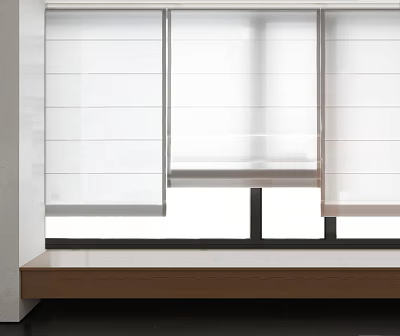 White Roller Blinds Window Treatment For Modern Home Interior With Natural Light 3d model