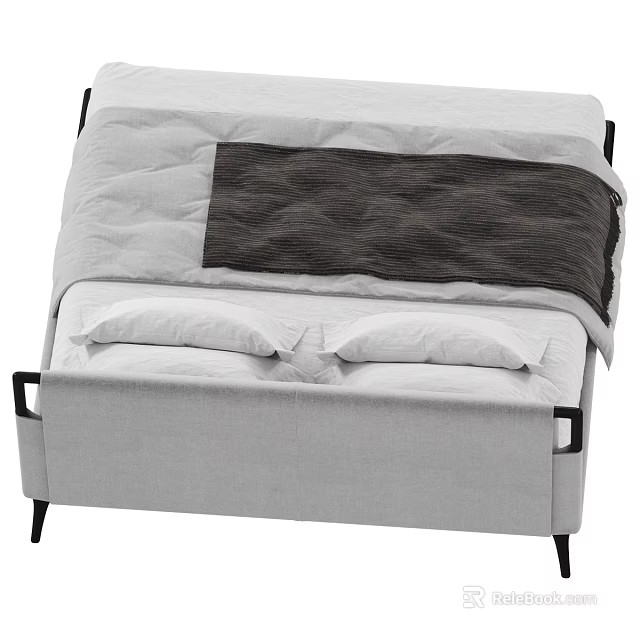 Modern Inflatable Bed With Gray Surface Black Accents And Comfortable Pillows For Indoor Use 3d model 