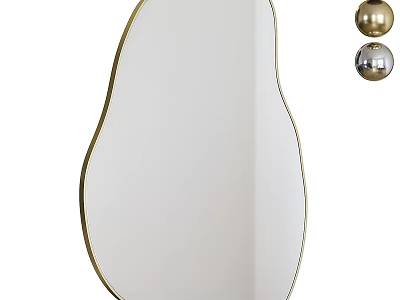 Irregular Shaped Mirror With Gold Frame And Decorative Balls For Home Decor 3d model
