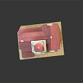 Detailed Architectural Model House With Red Roof Tower Stone Exterior Staircase And Balcony