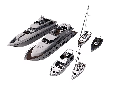 Luxury Yachts Featuring Various Sizes Sailing and Motor Models in Elegant Design 3d model