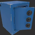 Blue Metal Locker With Open Door Three Knobs And Worn Texture 3d model