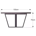 Round Dark Wooden Dining Table With Radial Pattern Top And Crossed Legs