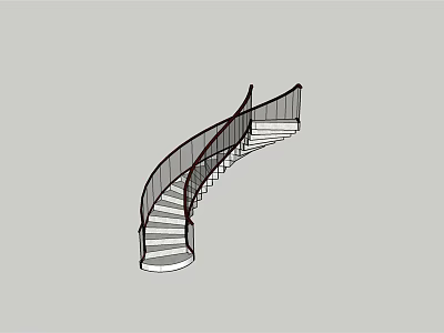 Elegant Modern Spiral Staircase Interior With Metal Railings And Curved Design 3d model