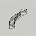 Elegant Modern Spiral Staircase Interior With Metal Railings And Curved Design