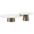 Three Round Light Wood Coffee Tables with Modern Minimalist Cylindrical Base Design 3d model
