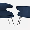 Modern Brown Sofa Stool With Curved Back Velvet Upholstery And Metal Legs