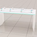 Modern White Functional Desk With Phone Holders And Blue LED Strip 3d model