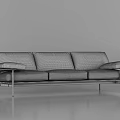 Modern Gray Leather Multi Person Sofa With Metal Frame And Simple Design 3d model